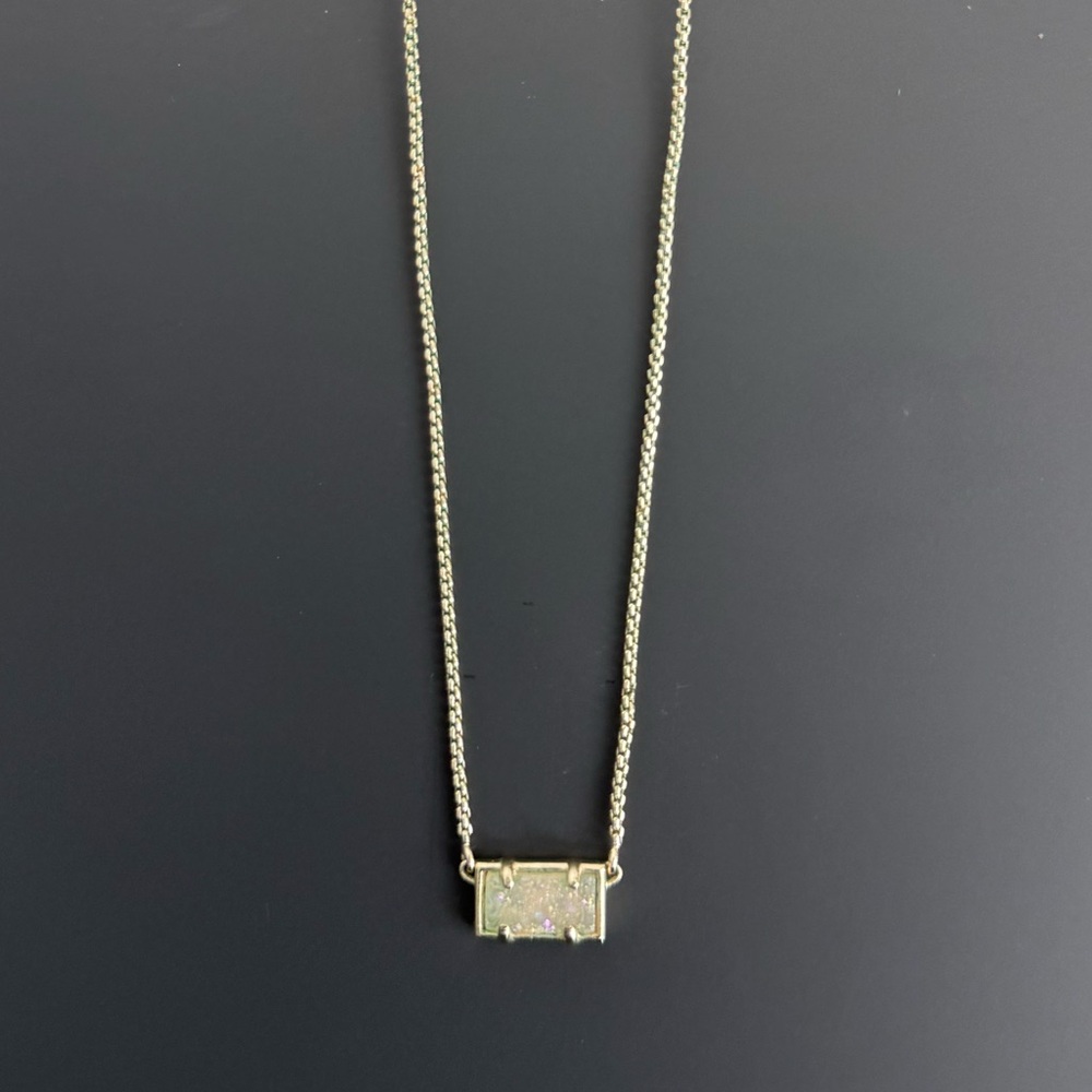 Kendra Scott AUTHENTIC Small Bar Gold with Drusy Necklace - Picture 2 of 5